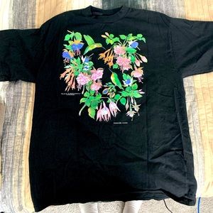 Tultex Black Floral Print Longsleeve Shirt - XL